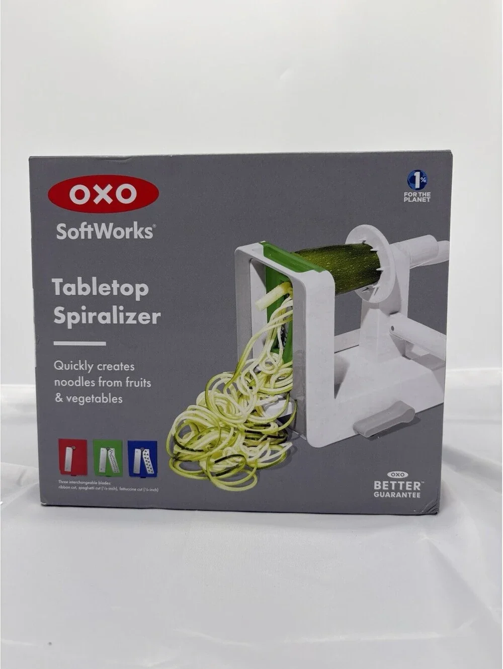 OXO SoftWorks Tabletop Manual Spiralizer Blades Storage Manual Recipe Book NIB